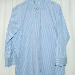 Geoffrey Beene Blue Stripe Wrinkle Free XL 17.5